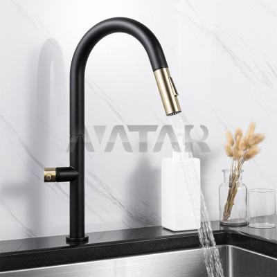 China Thermostatic Faucets Canada Style Gold and Black UPC 61-9 Single Lever NSF Pull Out Brass Griferia Monocomando Kitchen Mixer Cocina Faucet for sale