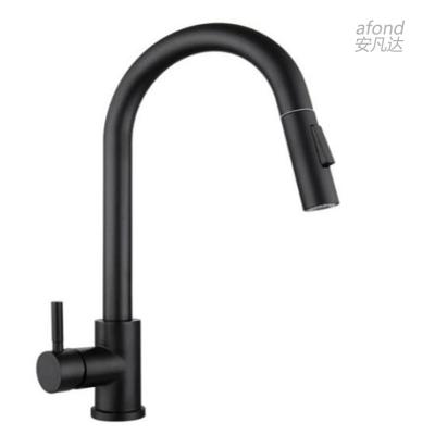 China Sense Afond Faucets 304 Stainless Steel Single Lever Black Color Automatic Smart Sensor Kitchen Faucets With Pull Out Sprayer for sale