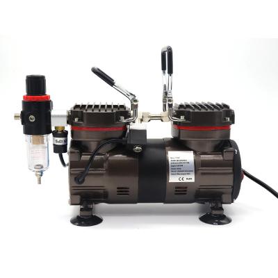 China OIL-LESS Twin Cylinder Airbrush Compressor TC-90 for Hobby, Tattoo, Cake Decorating for sale