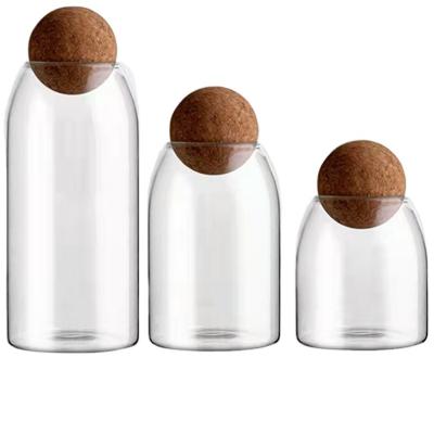 China Sustainable Storage Jars Storage Canister Glass Jars For Coffee Tea Spice Sugar Salt Set Of Glass Canister With Wooden Lid for sale