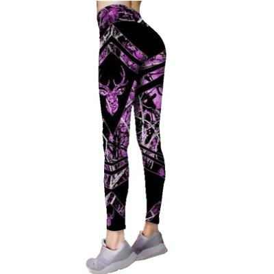 China S-3XL Hip Breathable Noise High Running Gaiters Size Cartoons 3D Digital Printing Geometry Workout Female Gaiters Tight Fit Pants for sale