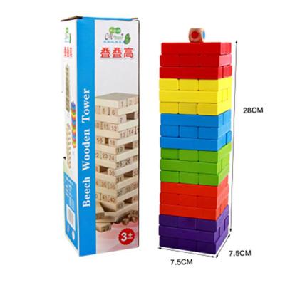 China Non-Toxic 51 Pieces Bulk Tumbling Tower, Wooden Building Blocks Games, 29cm for sale