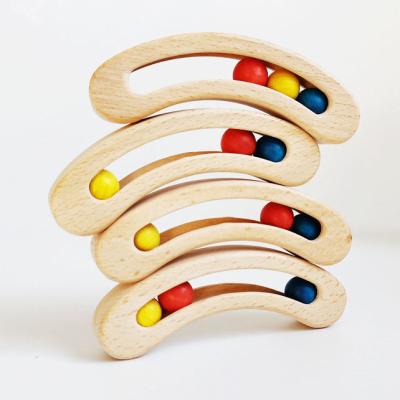 China Pea Pod Babies Toy Montessori Wooden Infant Rattle Toys TR-117 for sale