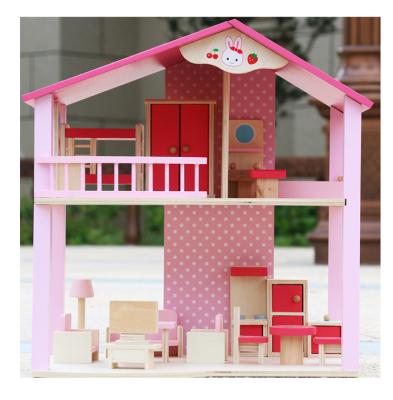 China DIY Practice Dolls Room Family Wooden Dollhouse Set Doll Family Set For Children Dollhouse Kit For Girls for sale