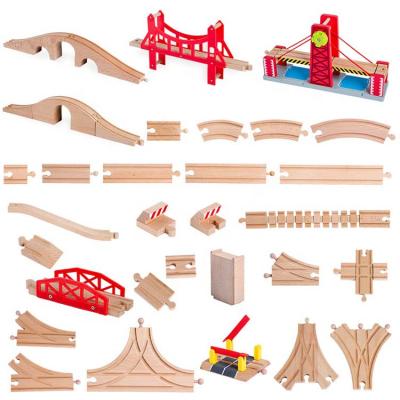 China Toy Wooden Railway Train Sets Track Accessories Slot Table Wooden Child Toy Multi Race Track Toy Boy Education Wooden Train Set for sale