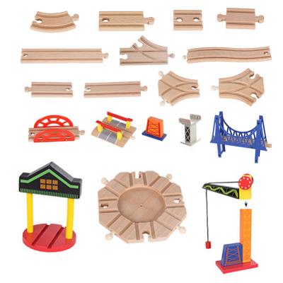 China Slot Toy Wooden Train Track Accessories Vehicles Children Toys Train Model Car Building Rail Transit Track Parking Compatible Wooden Toy for sale