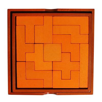 China Wooden Preschool Educational Learning Kids Toy Wooden Puzzle For Children Tetra Blocks Puzzle Game 13 Pcs for sale