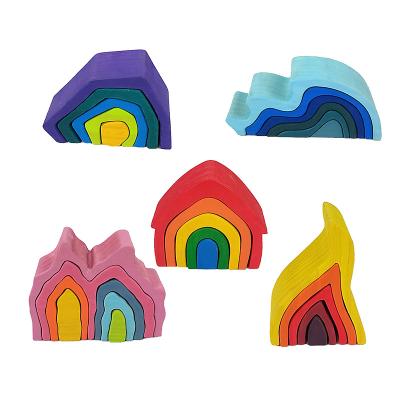 China Europe Creative Room Wooden Toys, Fire Wave/Water/Cave/Rainbow Wooden Blocks for sale