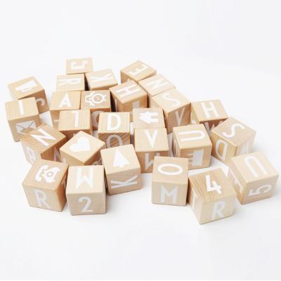 China DIY TOY Wooden Alphabet Blocks Personalized Preschool Educational Letter Numbers Baby Building Blocks 26pcs for sale