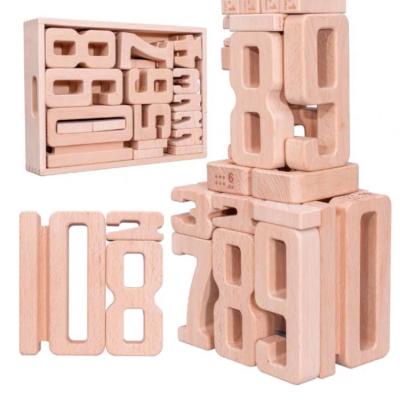 China Building Toy 30 Number Pieces Knockdown Wooden Construction Blocks Game Stacking Blocks Stacking Tower Fun Lawn Yard Game Outdoor Education Toy for sale