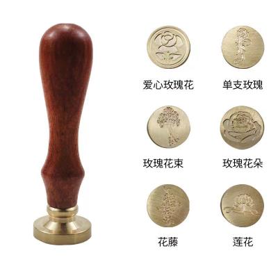 China Desktop Copper Stamp With Wooden Handle For Sealing Wax Wholesale And Customized for sale