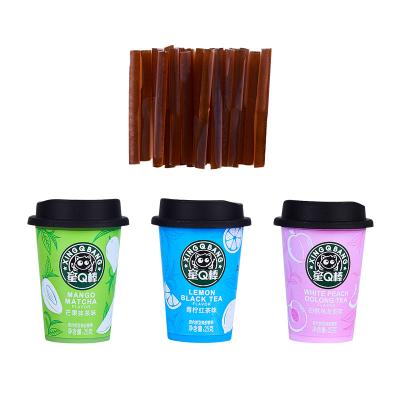 China Natural Fresh Tea Flavor Candy Q Stick Jelly Jam Candy IN Coffee Cup Gummy Candy for sale