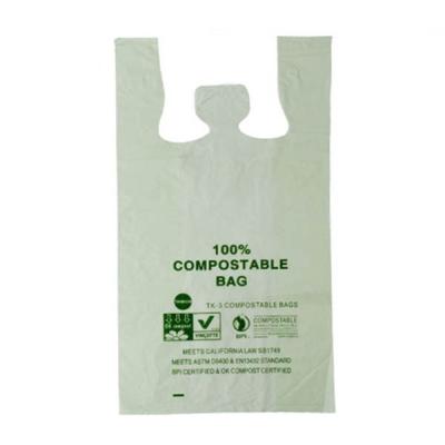 China Factory Customized Biodegradable Plastic Bags 100% PLA PBAT T-shirt Bags 100% Cornstarch Biodegradable Shopping Bags à venda