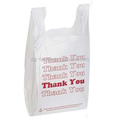 China Disposable China Manufacturing Cheap Printed HDPE Plastic Wholesale Thank You T Shirt Bag for sale