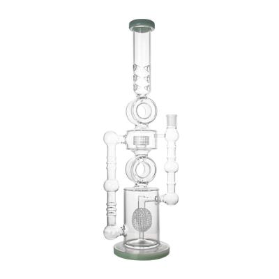 Κίνα 18mm θηλυκή Borosilicate γυαλιού σύνδεση δαχτυλιδιών σωλήνων ελαίου διπλή πράσινη προς πώληση