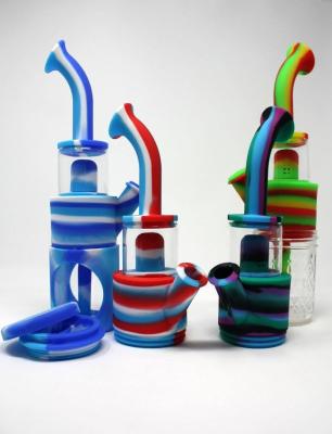 China Hybrid Glass Portable Silicone Bong With 14Mm Glass Bowl Converter for sale