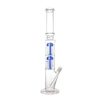 China 18mm Female Straight Tube Smoking Glass Bong Double Mushrooms 21.5 Inches for sale