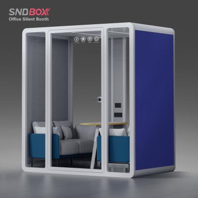 China Adjustable (height) Acoustic Office Pods Soundproofing Glass Office Pods Meeting Booths for Open Plan Offices for sale