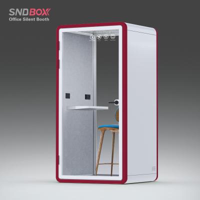 China Adjustable (height) Portable office pod white acoustic phone booth steel frame isolation booth for sale