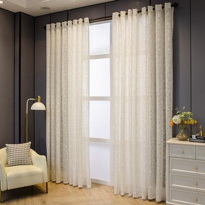 China Simple design flame retardant wholesale embroidery factory pure white curtain for living room bedroom for sale