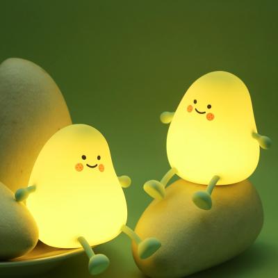 China Mango Night Light Cute Children Silicone Lamp For Kids Bedroom Sleeping Lighting USB Charging LED Night Lights for sale