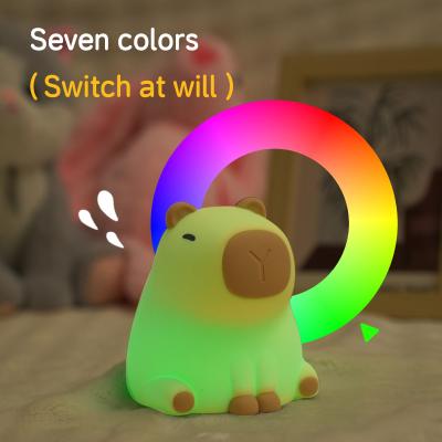 China USB Rechargeable Dimming Capybara Night Lighting Silicone Night Lights Children's Bedroom Bedside Table Lamp for sale