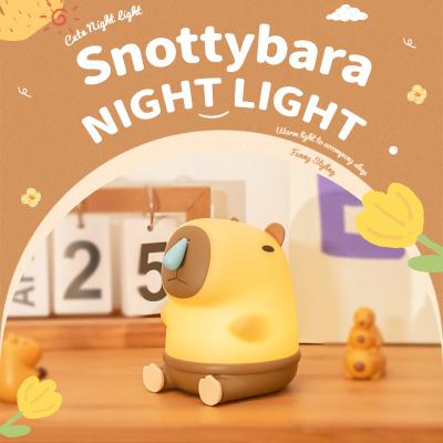 China Cute Snottybara Table Lamp Animal Silicone Night Lamp Rechargeable Creative Cartoon Capybara Night Light Lamp for sale