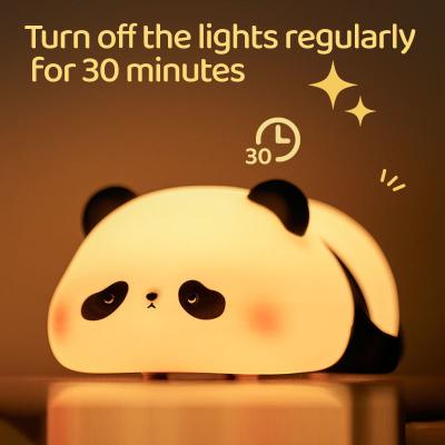 China Factory customization silicone night light panda Usb Rechargeable Table Led Lamp Night Light Silicone Night Lights For Kids Room for sale