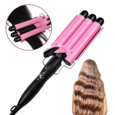 China Electric Hair Curling Iron Barrel Hair Wand Professional Triple Automatic Rotating Hair Curler No Heat Automotive Rotating Curing Iron Ceramic Hair Curler for sale