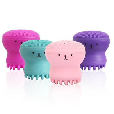 China Mini Face Brush Manual Acne Treatment Hot Cheap Detergent Cute Octopus Pore Shape Silicone Facial Cleansing Brush for sale