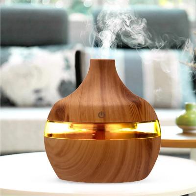 China USB Mini Mist Maker 7 LED Grain Air Humidifier Ultrasonic Wooden Light Humidifier Diffuser 300ml Electric Essential Oil Diffuser for sale