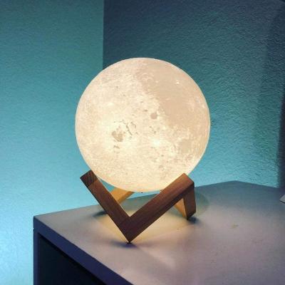 China New-designed Dimmable warm and cool white 3D touch control led night light printing moon lamp for sale