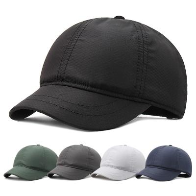 China Custom 6 Panel Quick Dry Hats Summer Solid Color Brim Dad Short Baseball Cap for sale