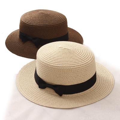 China Fashion\Comfortable\durable empty flat surface custom logo summer sun visor beach straw hat for women for sale