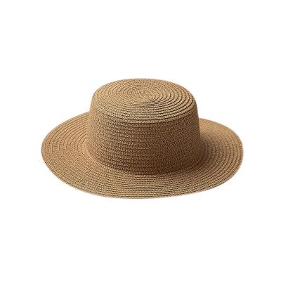 China Fashion\Wholesale Custom Flat Top Panama Beach Straw Hats Summer Women Comfortable\Durable Sun Hat for sale