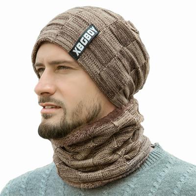 China Fashion\Comfortable\Durable Custom Logo Thickened Mens Knitted Winter Hats Beanie And Scarf Set for sale