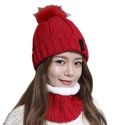 China Fashion\Comfortable Custom Women Knitted Winter Hat and Scarf Set Fashion Pom Pom Beanie\Durable for sale