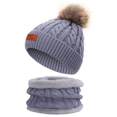 China Fashion\Wholesale Custom Logo Baby Thick Warm Winter Knitted Beanie Hat & Scarf Set Comfortable\Durable for sale