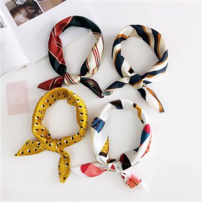 China New Fashion Spring Summer Soft Smooth Custom Ladies Polyester Scarves Silk Feeling Square Scarf for sale