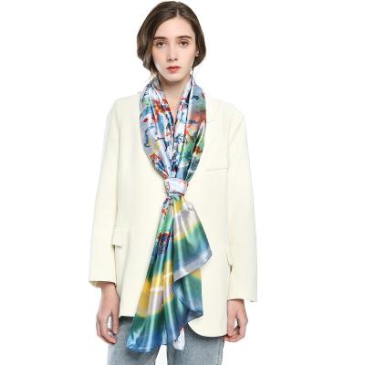 China Low MOQ Soft Soft Feeling Wholesale Scarves Custom Design Ladies Luxury Silk Long Scarf for sale