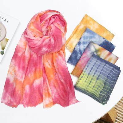 China Fashion Customized Scarves Soft Smooth Feeling Women Spring Long Autumn Tie Dye Scarf for sale