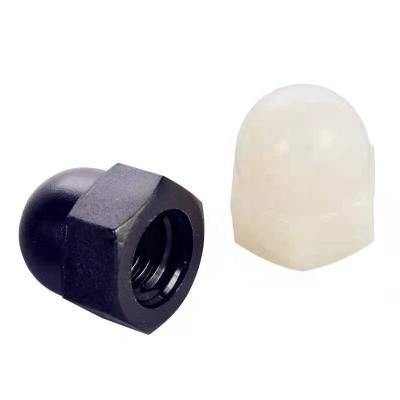 China Heavy Industry In Factory Price DIN1587 Stock White Black Nylon Hex PA66 Cap Dome Nut for sale