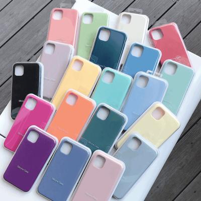 China Shockproof for Apple Iphone 11 12 13 pro Max Official Liquid Silicone Case with insert logo for sale