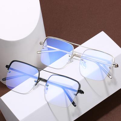 China 20 Years Experience Newest Anti-Blue Light Blocking Cool Square Big Frame Lenses Double Bridge Vintage Sunglasses for sale