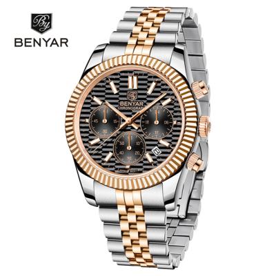 China Benyar 2021 New Automatic Date Men's Quartz Japan Movement Watch Luxury Waterproof Sapphire Stainless Steel 100m 40mm Quartz Watch Men for sale