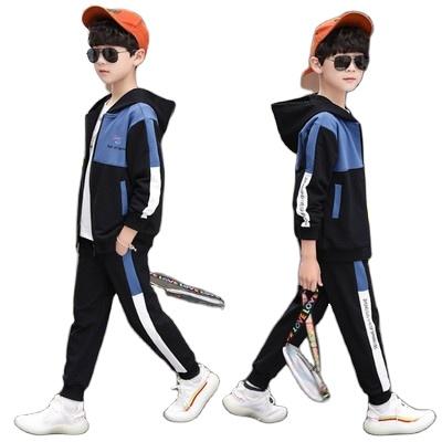 China 100% Cotton 2020 Spring Kids Boys Casual Striped Clothes Set With A Hood for sale