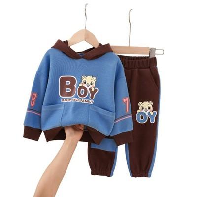 China 100% cotton kids spring clothing autumn set long sleeve hoodie pants two pieces sports suits for boy for sale