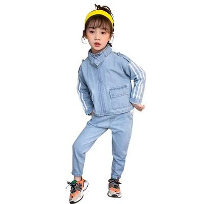 China 100% Polyester kids wear new boys and girls denim suits for new kids sports suits for spring and fall for sale