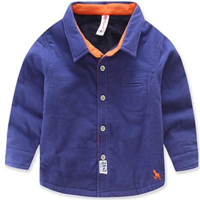 China Breathable Hot Sale Turn-down Collar Boys Embroidery Shirt Kids Solid Long Sleeve Children Clothes for sale