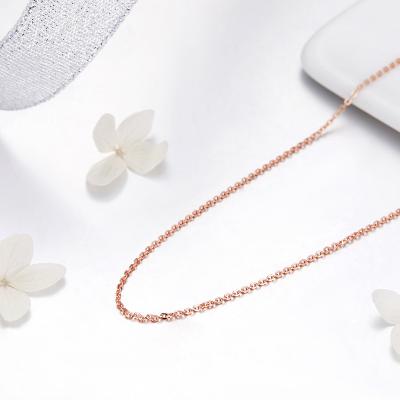 China New Arrival Rose Gold 925 Sterling Necklace Roll Silver Chain CLASSIC Simple Necklace for sale